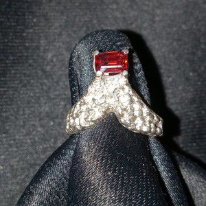 Handcrafted 925 Sterling Silver Emerald Cut Red Tourmaline